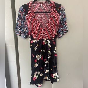 Free People multi-print collared zip dress